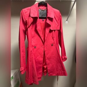 New XS Hot Pink Flare Trench Jacket